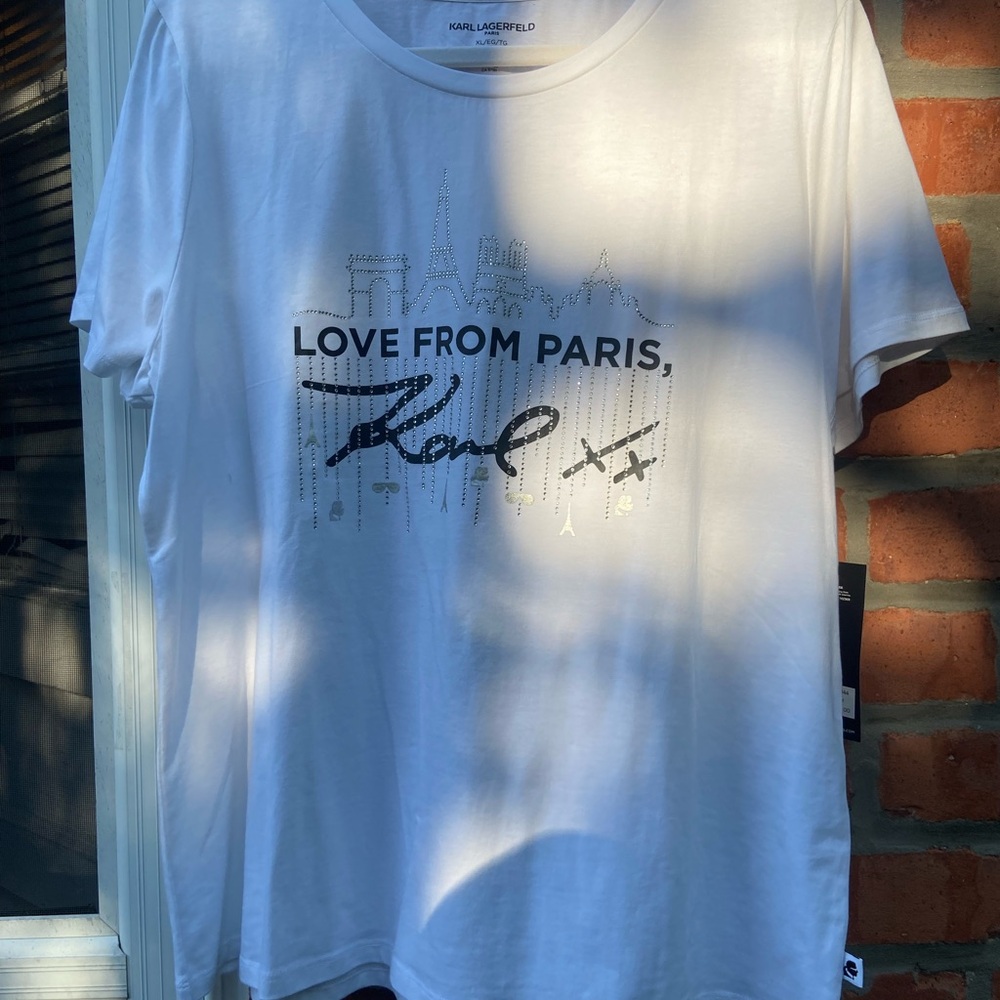 Karl Lagerfeld White Logo T-Shirt with a Spark